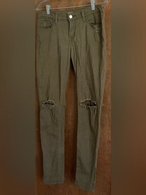 Vintage Levi's White Tab Olive Khaki Army Green Distressed Skinny Jeans 29